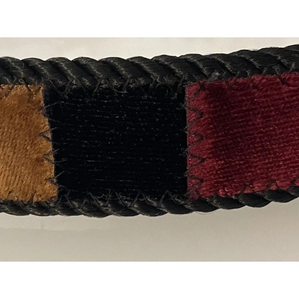 Vintage 1980s Elite Women's Tapestry Velvet Color Block Belt Size Medium 29